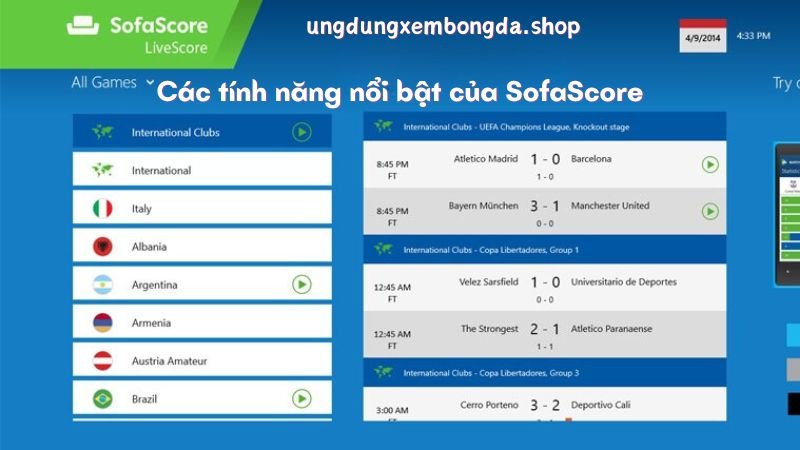 Các tính năng nổi bật của SofaScore